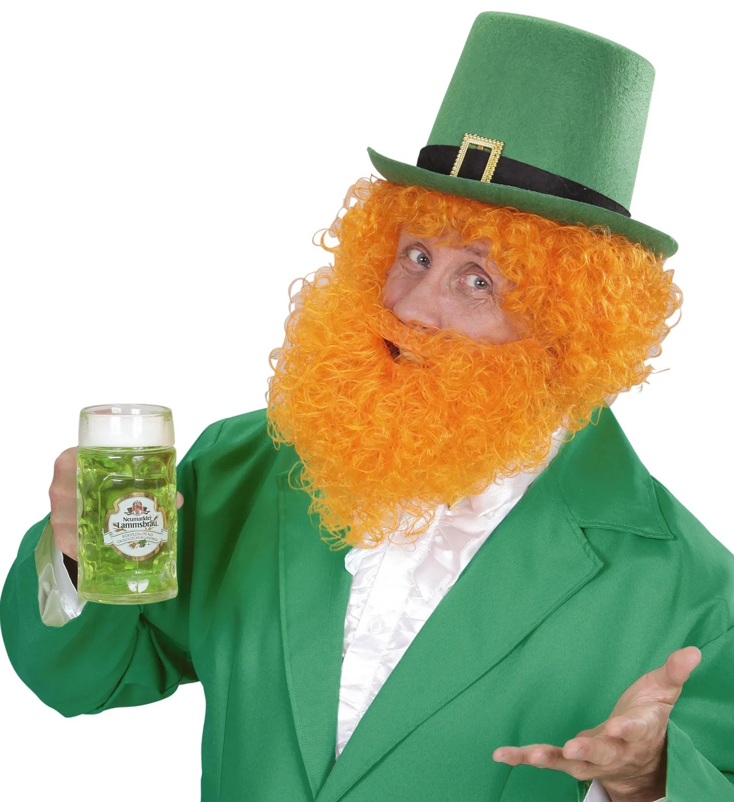 Peluca Naranja Rizada con Barba Pelucas Naranjas Widmann